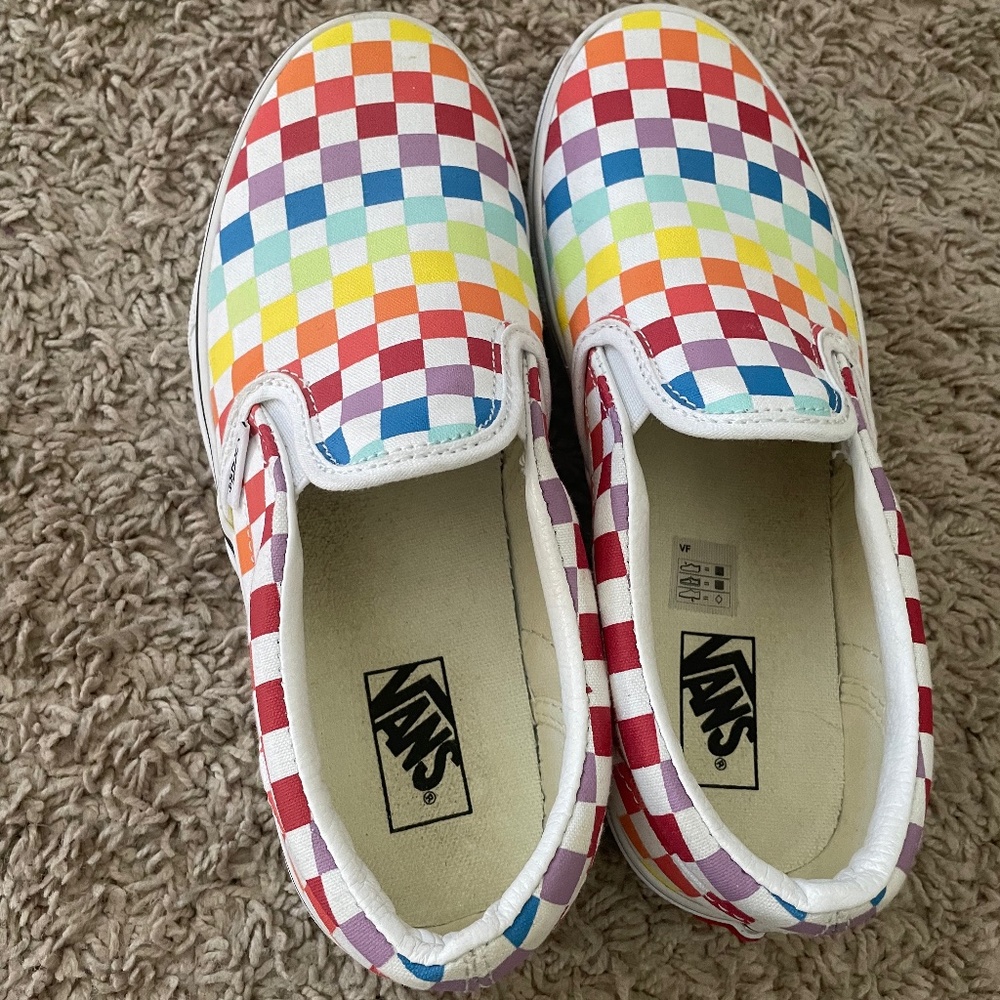 Rainbow checkered Vans